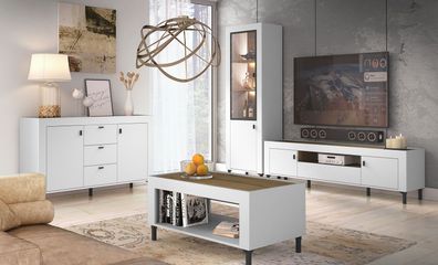 Stylisches Wohnzimmer Komplett - Set Q Barbe, mit genügend Stauraum, 4-teilig, F