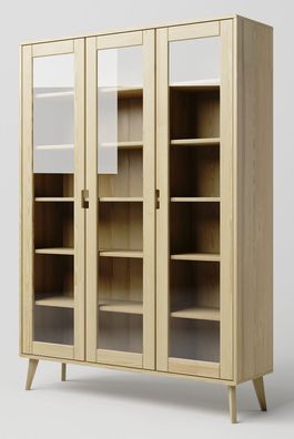 Vitrine Kiefer massiv natur Aurornis 11 - Abmessungen: 200 x 142 x 40 cm (H x B