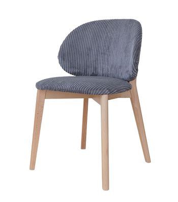 Polsterstuhl mit Cord Stoff Doustre 03, Farbe: Grau, aus massiven Buchenholz, Ma