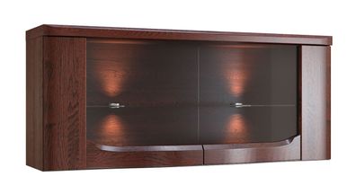 Hängevitrine aus Eiche Massivholz Krasno 14, inkl. LED-Beleuchtung, Antisol-Glas