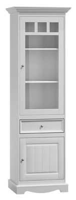 Vitrine Gyronde 14, Türanschlag rechts, Kiefer massiv Vollholz, weiß lackiert -