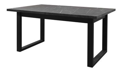 Esstisch ausziehbar Ourense 05, Farbe: Marmor schwarz / Schwarz - Abmessungen: 1