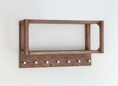 Garderobe | Farbe: Tabacco | Massivholz | Eichenholz geölt | 7 Haken | mit Ablag