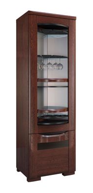 Robuster Barschrank Krasno 05, Eiche Massivholz, zwei Fächer, zwei Glasaufhänger