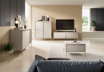 Helles Wohnzimmer - Set A Balta, 4-teilig, Push-to-open Funktion, Farbe: Beige,