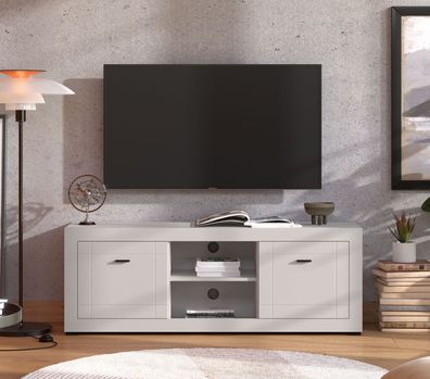 TV-Unterschrank | 2 Drehtüren | Farbe: Kaschmir | 4 Fächer | 2 Kabeldurchführung