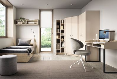 Schlafzimmer Komplett - Set B Sampont, 6-teilig, Beige / Eiche hell, angenehmes