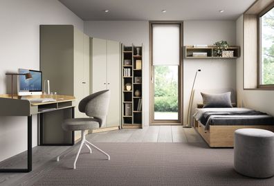 Schlafzimmer Komplett - Set D Sampont, 6-teilig, Mintgrün / Eiche dunkel, angene