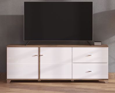 TV-Schrank / TV-Board mit zwei Türen Kanjiza 05, Farbe: Eiche Flagstaff / Weiß