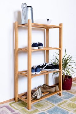 Schuhregal Buche Vollholz massiv Erlefarben Junco 223 - Abmessungen: 100 x 58 x