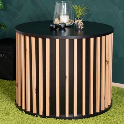 Couchtisch Cikarang 10, Farbe: Schwarz / Eiche - Abmessungen: 68 x 68 x 54 cm (B