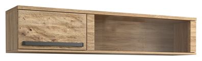 Hängevitrine Buzet 12, Farbe: Eiche / Schwarz, teilmassiv - Abmessungen: 35 x 17