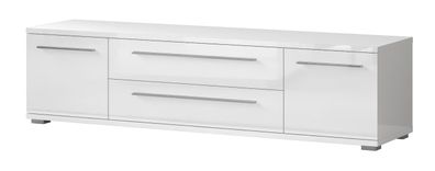 TV-Unterschrank Garim 35, Farbe: Weiß Hochglanz - 46 x 180 x 45 cm (H x B x T)
