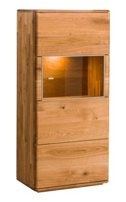 Vitrine Lencois 27, Farbe: Natur, Eiche massiv geölt und gebürstet, Türanschlag