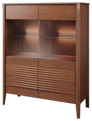 Vitrine Gorica 04 mit LED-Beleuchtung, in Eiche Rustikal, Soft Close System, 140
