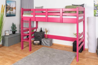 Hochbett 90 x 190 cm für Erwachsene, "Easy Premium Line" K22/n, Buche Massivholz