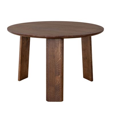 Runder Couchtisch Verzee 05, aus massiven Eichenholz, drei Standbeine, in Tabacc