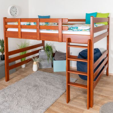 Hochbett 160 x 200 cm "Easy Premium Line" K23/n, Buche Massivholz Kirschfarben l