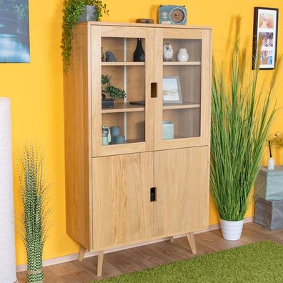 Vitrine Eiche massiv natur Aurornis 26 - Abmessungen: 166 x 96 x 40 cm (H x B x