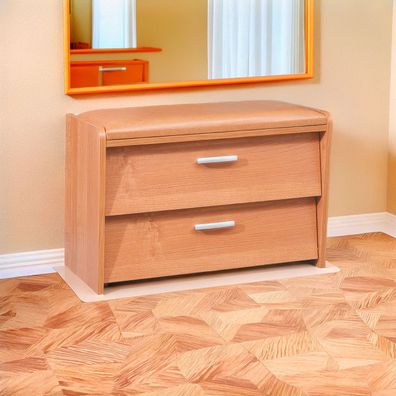 Sitzbank mit Stauraum / Schuhschrank Pamanukan 19, Farbe: Erle - Abmessungen: 48