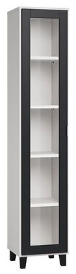 Vitrine Vacas 09, Farbe: Weiß / Schwarz - Abmessungen: 195 x 39 x 40 cm (H x B x