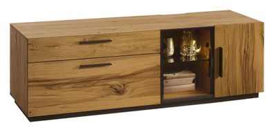 TV-Unterschrank Serrator 07, Farbe: Eiche natur geölt / Dunkelbraun - 47 x 149 x