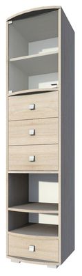 Vitrine Rabaul 29, Farbe: Sonoma Eiche - Abmessungen: 200 x 49 x 40 cm (H x B x