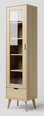 Vitrine Kiefer massiv natur Aurornis 08 - Abmessungen: 200 x 50 x 40 cm (H x B x