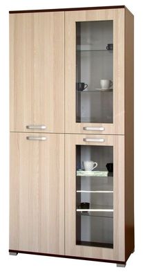 Vitrine Cikupa 22, Farbe: Nuss / Ulme - Abmessungen: 190 x 90 x 40 cm (H x B x T