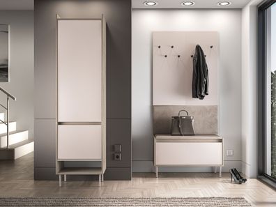 Garderobe Komplett Set | Farbe: Eiche Cremona / Kaschmir | ABS-Kanten | inkl. Sa