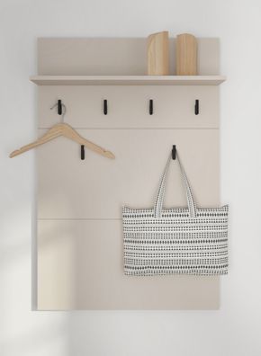 Garderobe | 6 Haken | Farbe: Kaschmir | ABS-Kanten | 1 Ablagefläche | Maße: 77 x