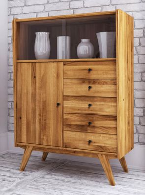 Vitrine Otago 25 Wildeiche massiv geölt - Abmessungen: 143 x 100 x 50 cm (H x B