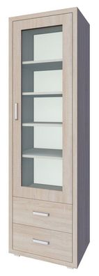 Vitrine Kerowagi 05, Farbe: Sonoma Eiche - Abmessungen: 200 x 60 x 41 cm (H x B