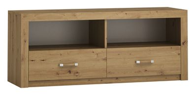 TV-Unterschrank Vanimo 03, Farbe: Eiche - Abmessungen: 57 x 140 x 42 cm (H x B x