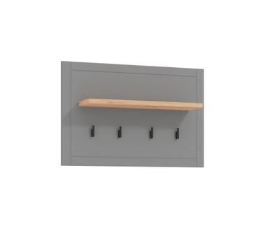 Garderobe mit vier Haken Banat 25, Farbe: Eiche Artisan / Graphitgrau / Grau Mat