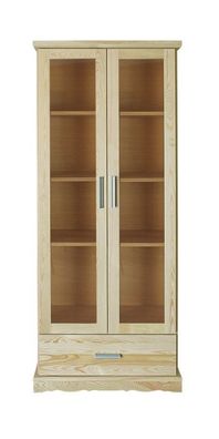 Vitrine Kiefer massiv Vollholz natur Buteo 02 - Abmessung 195 x 80 x 40 cm (H x