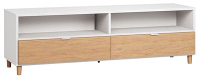 TV-Unterschrank Arbolita 37, Farbe: Weiß / Eiche - Abmessungen: 56 x 180 x 47 cm