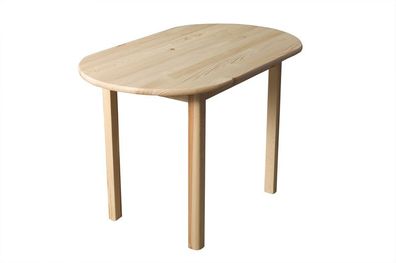 Tisch Kiefer massiv Vollholz natur 004 (rund) - Abmessung 150 x 80 cm (B x T)