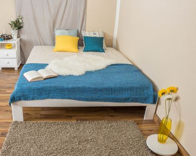 Doppelbett / Gästebett Kiefer Vollholz massiv weiß lackiert A10, inkl. Lattenros