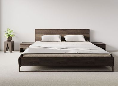 Schlafzimmer Komplett - Set A Amru, 3-teilig, massives Eichenholz, in Eiche rauc