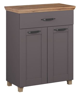 Schuhschrank Cuenca 10, Farbe: Eiche / Grau - Abmessungen: 99 x 80 x 39 cm (H x