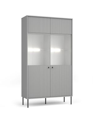 Vitrine mit Soft-Close-Funktion Alonnisos 01, zwei Glastüren, Farbe: Grau, moder