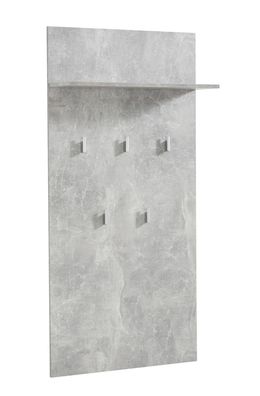 Garderobe mit Beton Optik Molia 03, fünf Haken, eine Ablagefläche, Farbe: Beton,