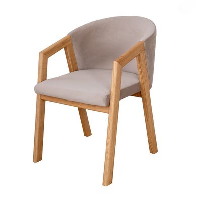 Polsterstuhl Doustre 02, Farbe: Beige, aus massiver Wildeiche, Polsterung: Samt,