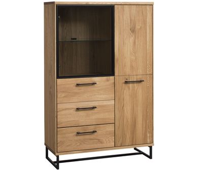 Vitrine Manaus 06, Farbe: Natur, Eiche teilmassiv ? 139 x 90 x 38 (H x B x T)