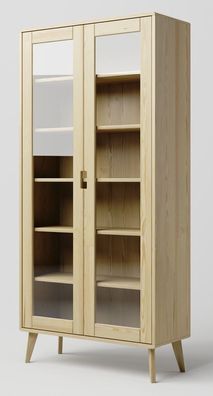 Vitrine Kiefer massiv natur Aurornis 09 - Abmessungen: 200 x 96 x 40 cm (H x B x