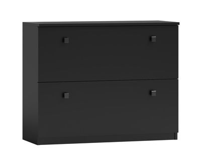 Schuhschrank mit viel Stauraum, in Schwarz, 82 x 100 x 26 cm, mit 2 Kippschublad