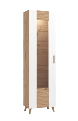Stehvitrine mit einer großen Glastür Baka 01, drei Glaseinlegeböden, 5 Fächer, F