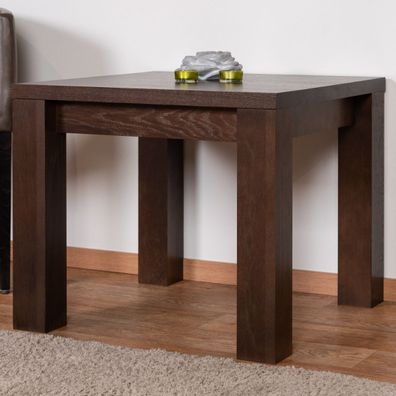Kleiner robuster Couchtisch Eiche Vollholz Pirol 119, Walnussfarben, 50 x 60 x 6