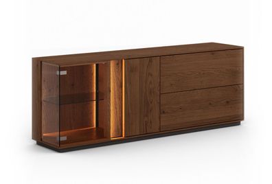 TV-Unterschrank mit einer getönten Glastür Sienne 09, aus Massivholz Wildeiche,